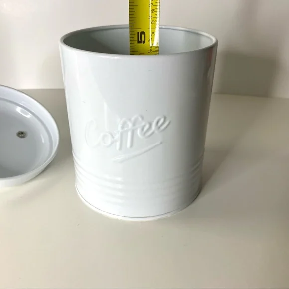 LAST CHANCE SALE!Robely Farmhouse Coffee Tin Canister Lid White Copper Handle - Picture 9 of 11